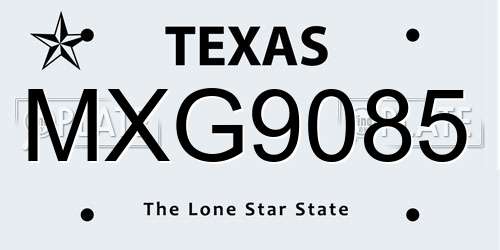 MXG9085 Texas License Plate