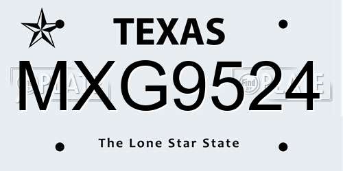 MXG9524 Texas License Plate