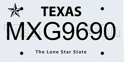 MXG9690 Texas License Plate