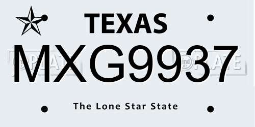 MXG9937 Texas License Plate