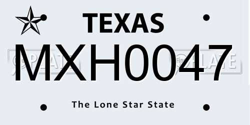 MXH0047 Texas License Plate