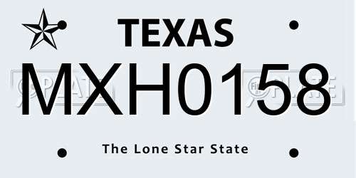 MXH0158 Texas License Plate