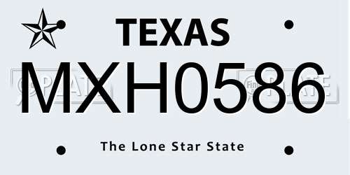 MXH0586 Texas License Plate