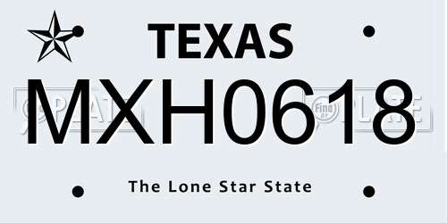 MXH0618 Texas License Plate