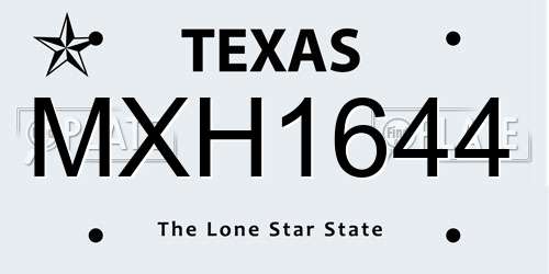 MXH1644 Texas License Plate