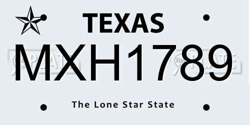 MXH1789 Texas License Plate