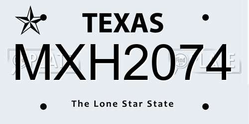 MXH2074 Texas License Plate