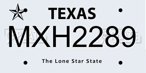 MXH2289 Texas License Plate