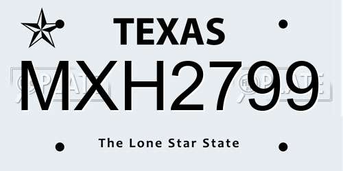 MXH2799 Texas License Plate