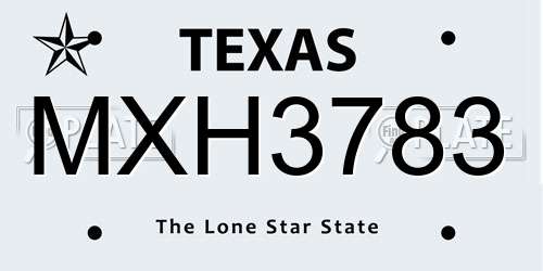 MXH3783 Texas License Plate