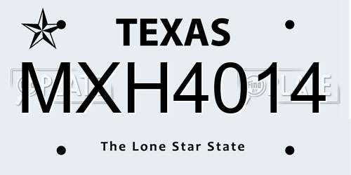 MXH4014 Texas License Plate