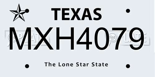 MXH4079 Texas License Plate