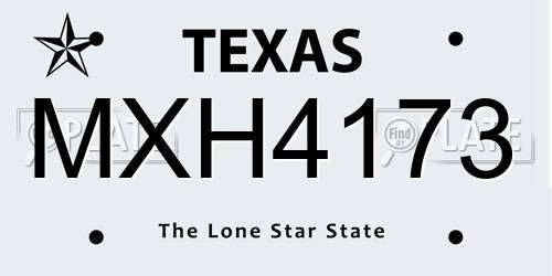 MXH4173 Texas License Plate