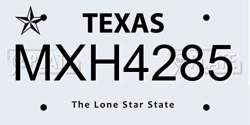 MXH4285 Texas License Plate