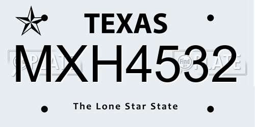 MXH4532 Texas License Plate