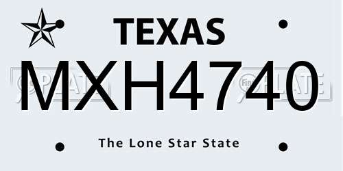 MXH4740 Texas License Plate