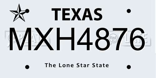 MXH4876 Texas License Plate