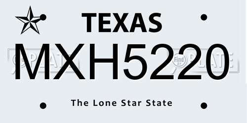MXH5220 Texas License Plate