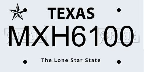 MXH6100 Texas License Plate