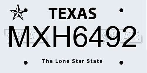 MXH6492 Texas License Plate
