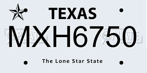 MXH6750 Texas License Plate