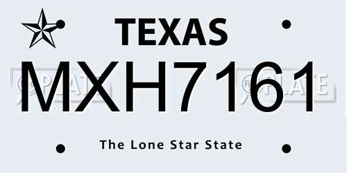 MXH7161 Texas License Plate