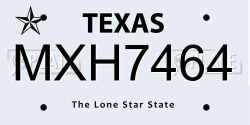 MXH7464 Texas License Plate