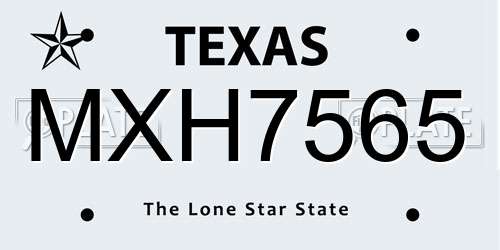 MXH7565 Texas License Plate