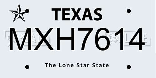 MXH7614 Texas License Plate