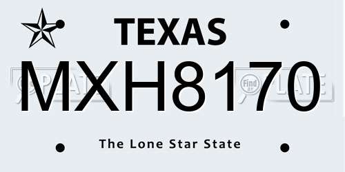 MXH8170 Texas License Plate