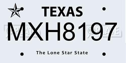 MXH8197 Texas License Plate