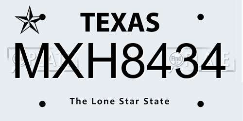 MXH8434 Texas License Plate