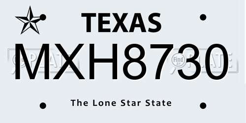 MXH8730 Texas License Plate