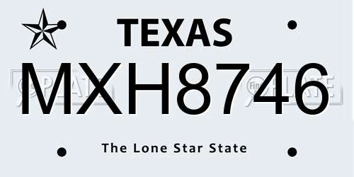 MXH8746 Texas License Plate