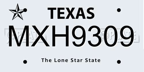 MXH9309 Texas License Plate