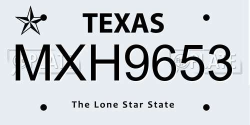 MXH9653 Texas License Plate