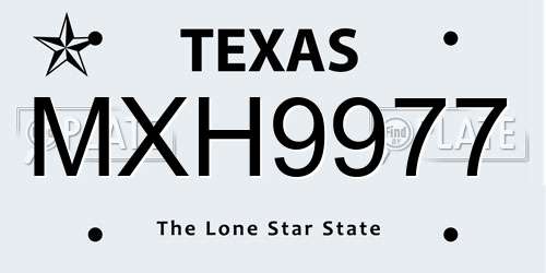 MXH9977 Texas License Plate