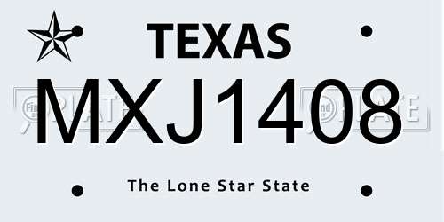 MXJ1408 Texas License Plate