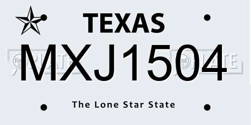 MXJ1504 Texas License Plate