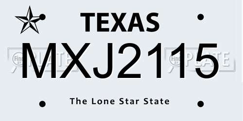 MXJ2115 Texas License Plate
