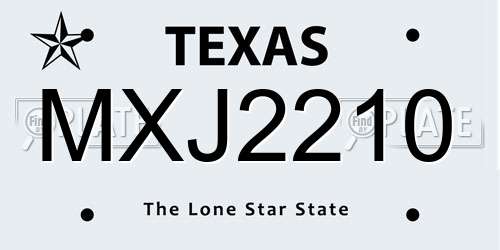 MXJ2210 Texas License Plate