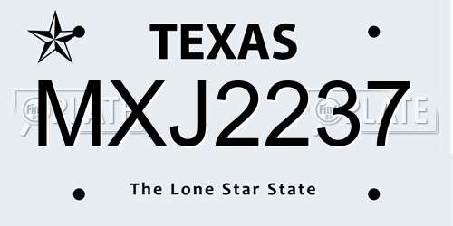 MXJ2237 Texas License Plate