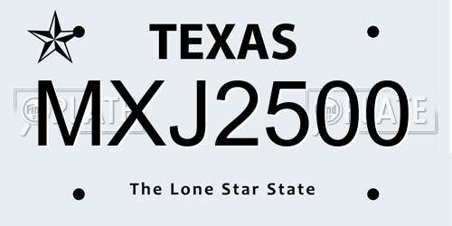 MXJ2500 Texas License Plate