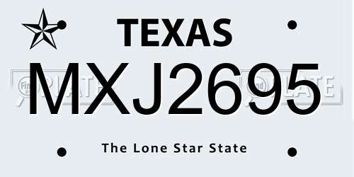MXJ2695 Texas License Plate