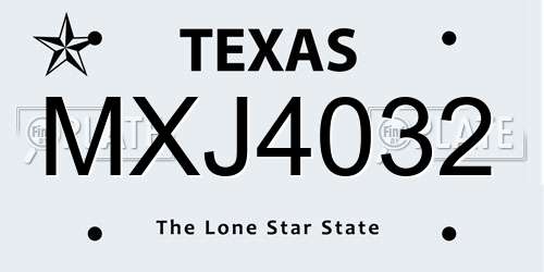 MXJ4032 Texas License Plate
