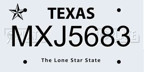 MXJ5683 Texas License Plate