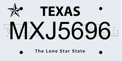 MXJ5696 Texas License Plate