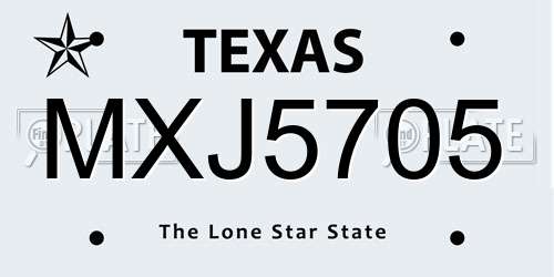 MXJ5705 Texas License Plate