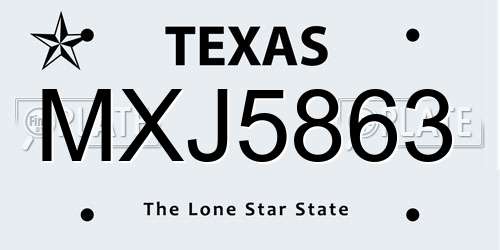 MXJ5863 Texas License Plate