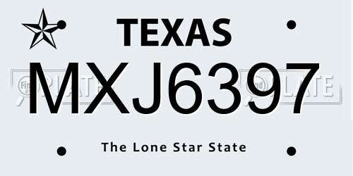 MXJ6397 Texas License Plate